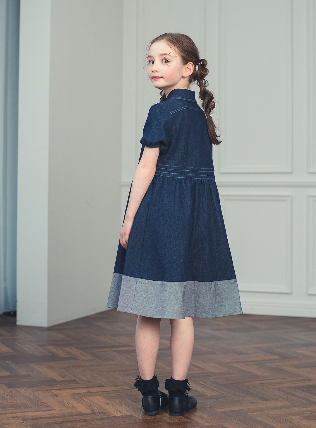 K5051 - Denim dress with hem for junior