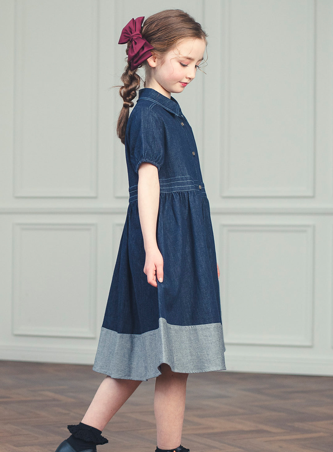 K5051 - Denim dress with hem for junior