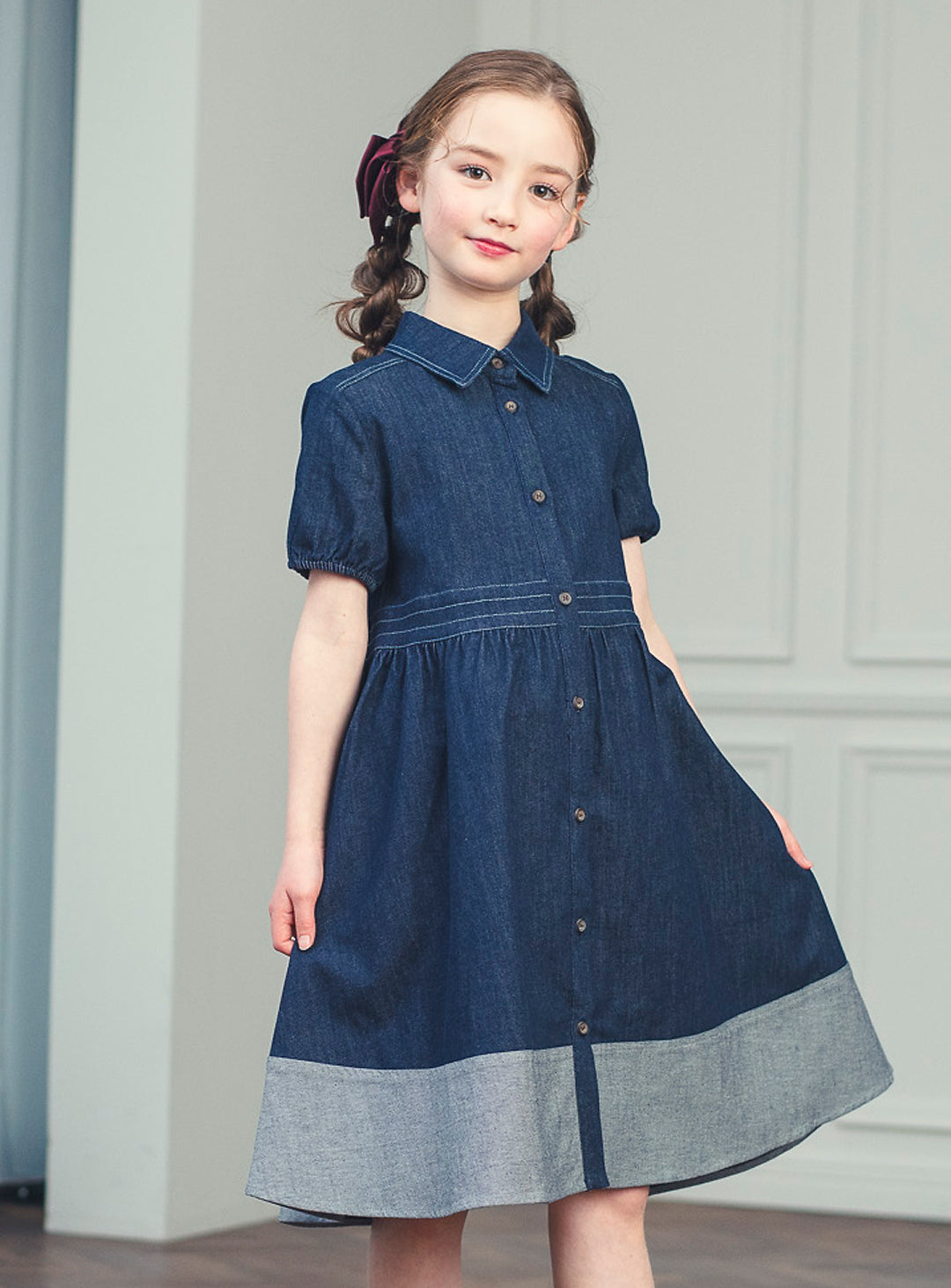 K5051 - Denim dress with hem for junior