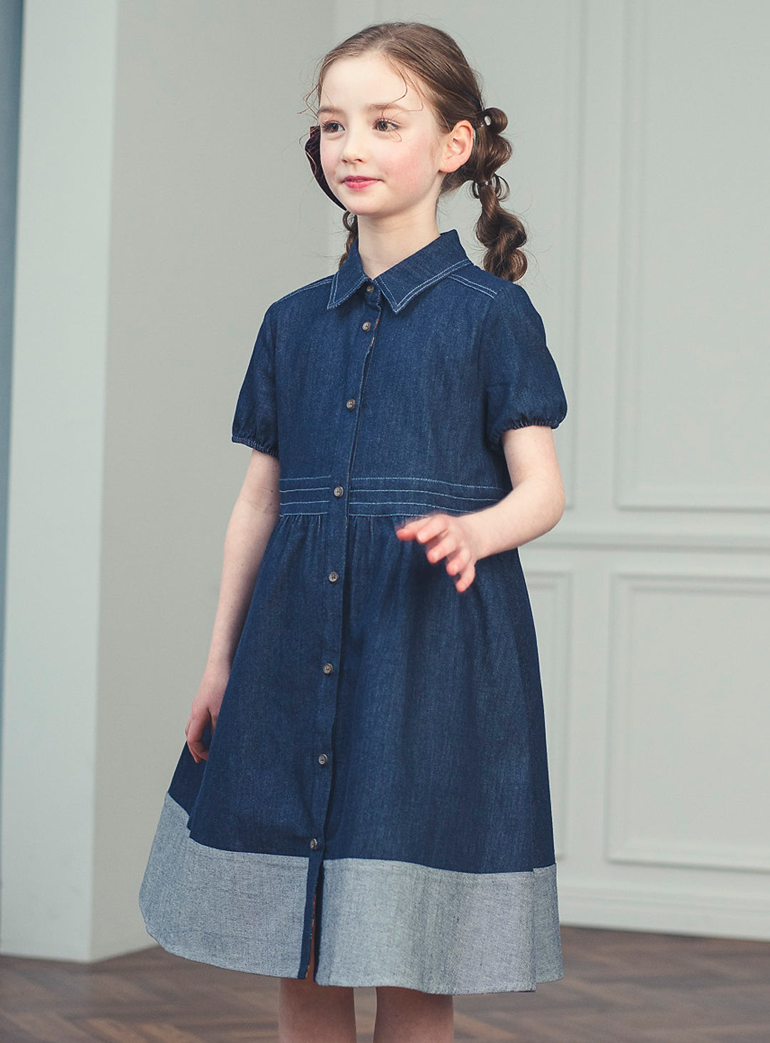 K5051 - Denim dress with hem for junior