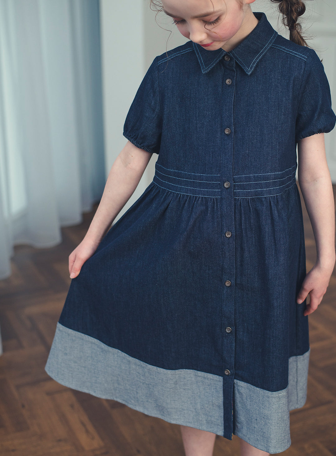 K5051 - Denim dress with hem for junior