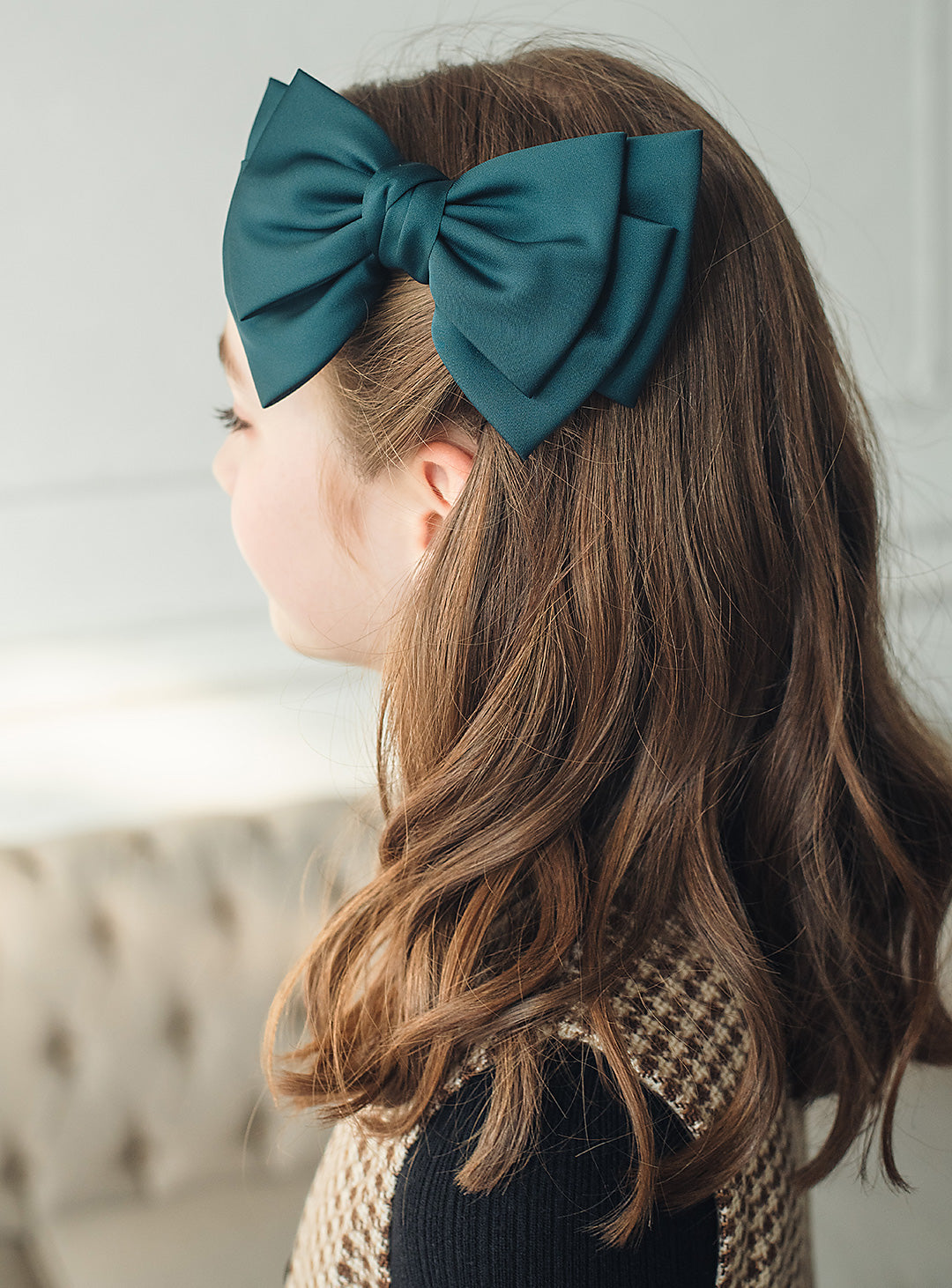 ヘリンボーン×ベロア切り替えワンピース