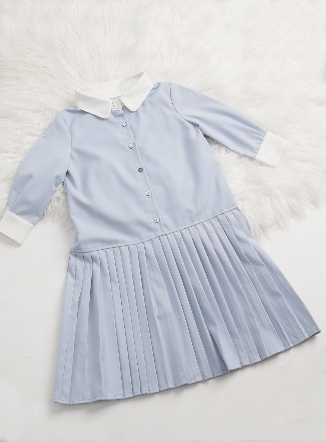 ブルーグレープリーツシャツワンピース