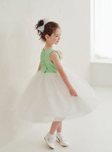 子供ドレス発表会・結婚式・おしゃれなDRESCCOのセリーヌブーケコサージュパッションミントドレスの画像2