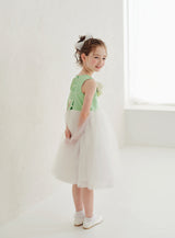 子供ドレス発表会・結婚式・おしゃれなDRESCCOのセリーヌブーケコサージュパッションミントドレスの画像5