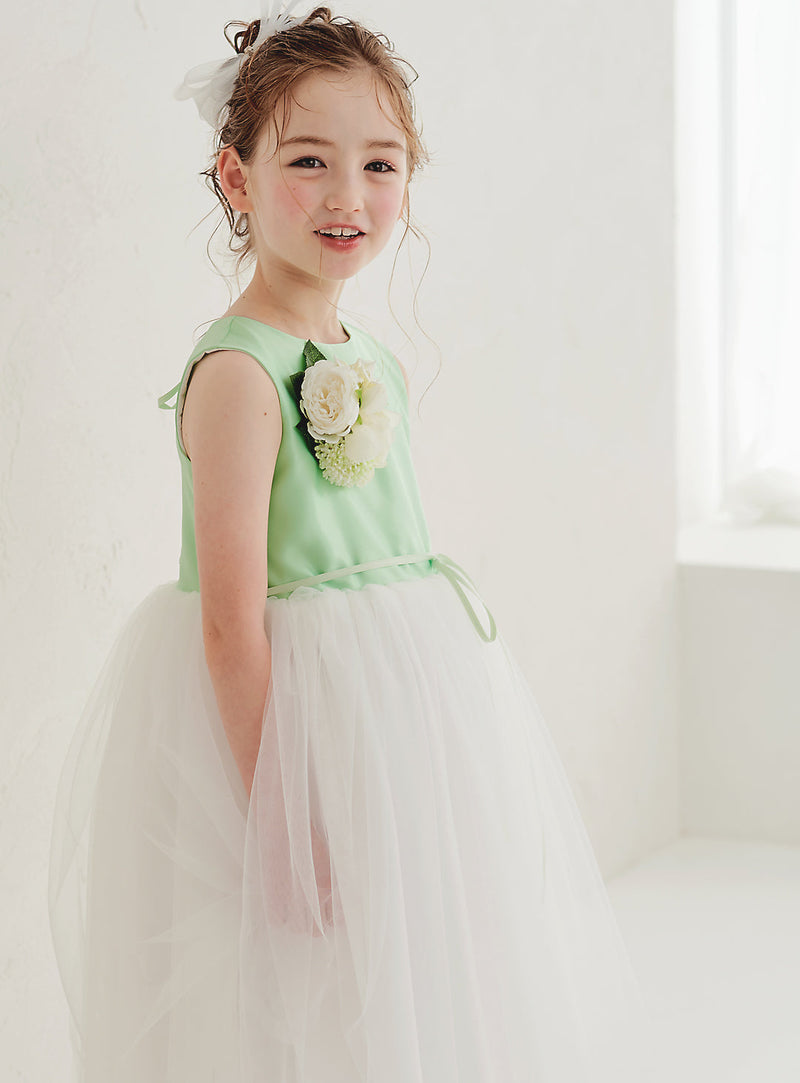 子供ドレス発表会・結婚式・おしゃれなDRESCCOのセリーヌブーケコサージュパッションミントドレスの画像8