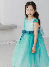 子供ドレス発表会・結婚式・おしゃれなDRESCCOのピーコックブルービジューストーンドレスの画像1の画像11
