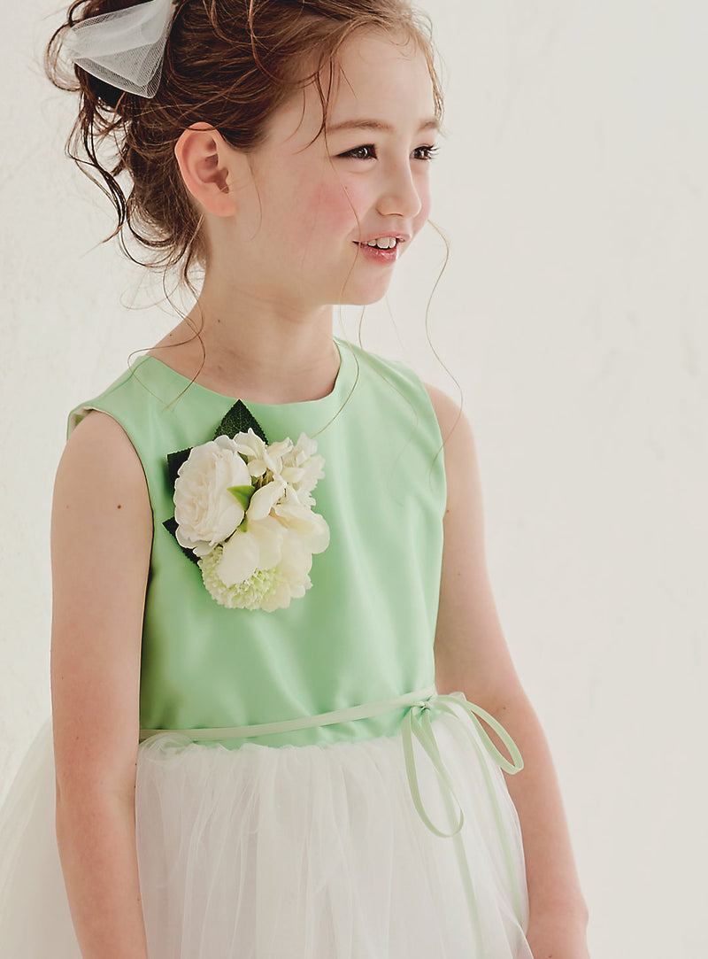 子供ドレス発表会・結婚式・おしゃれなDRESCCOのセリーヌブーケコサージュパッションミントドレスの画像12