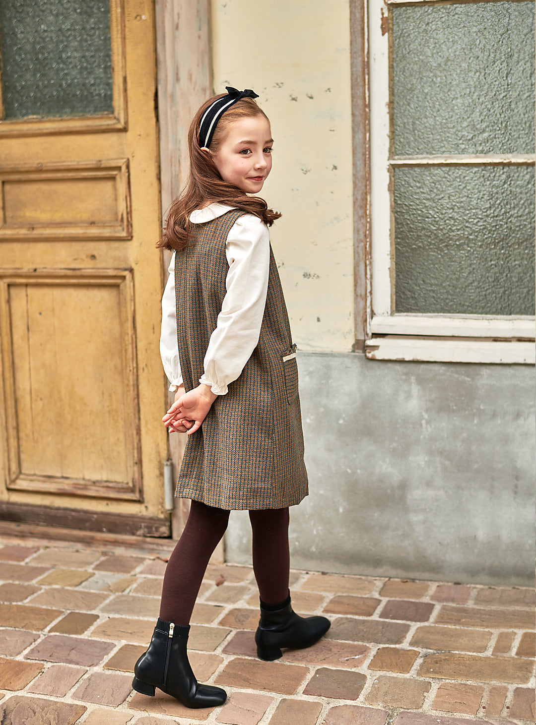 K8099 - Checked wool twisted jumperskirt