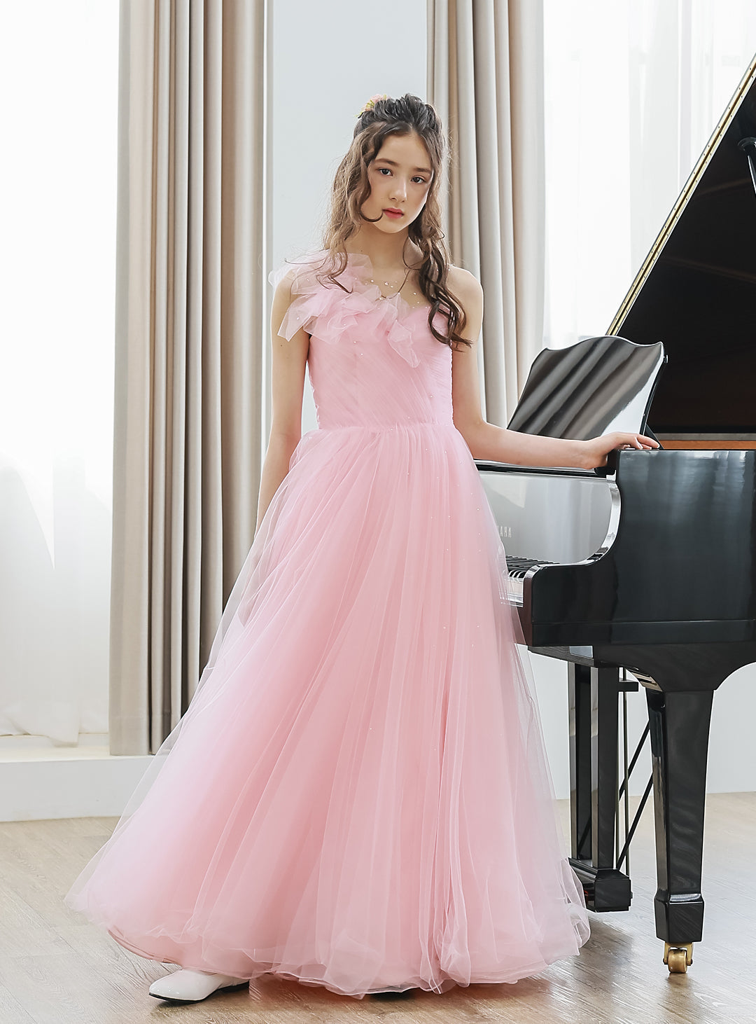 Rose Pale Motif Tulle Dress