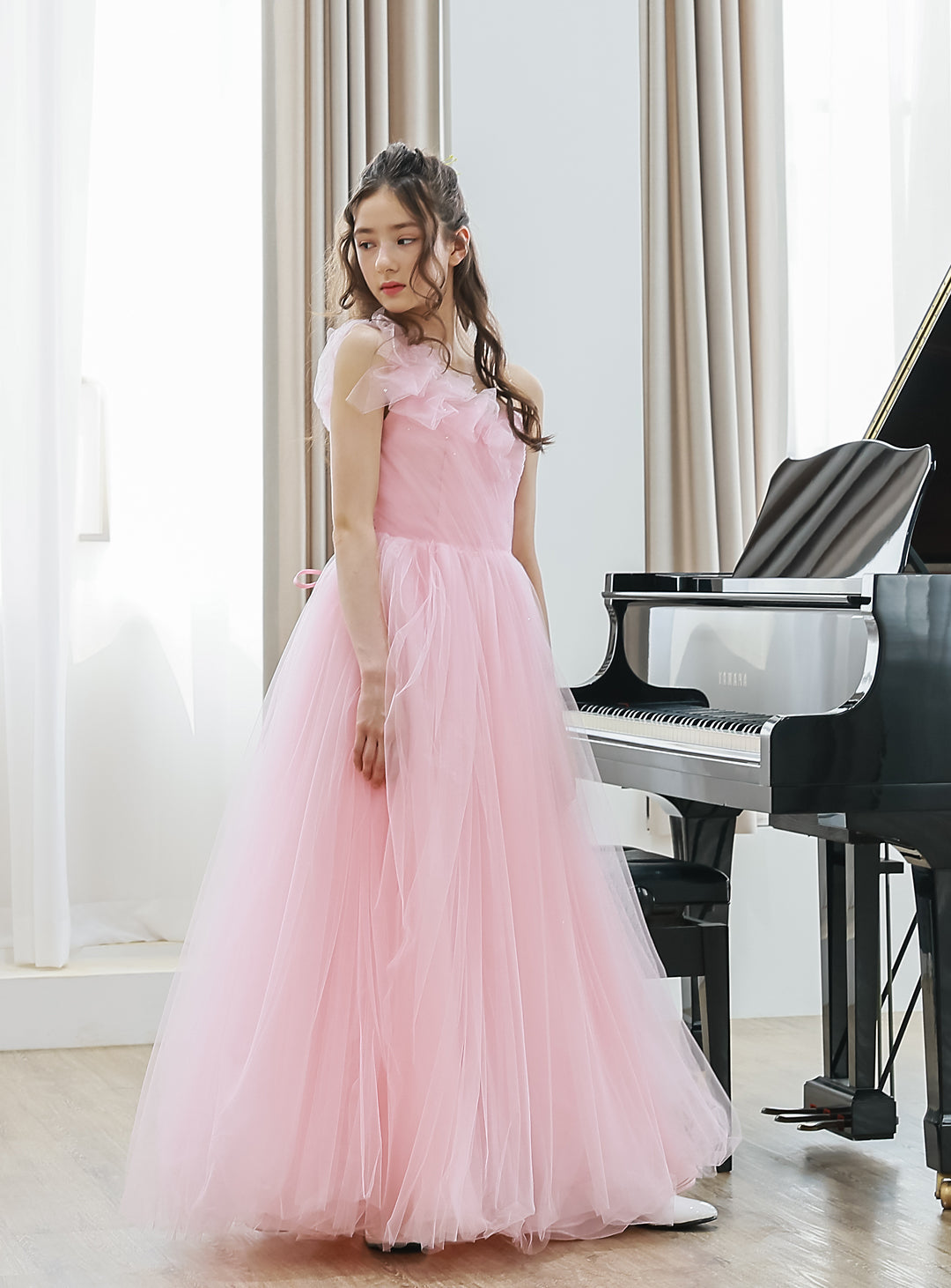 Rose Pale Motif Tulle Dress