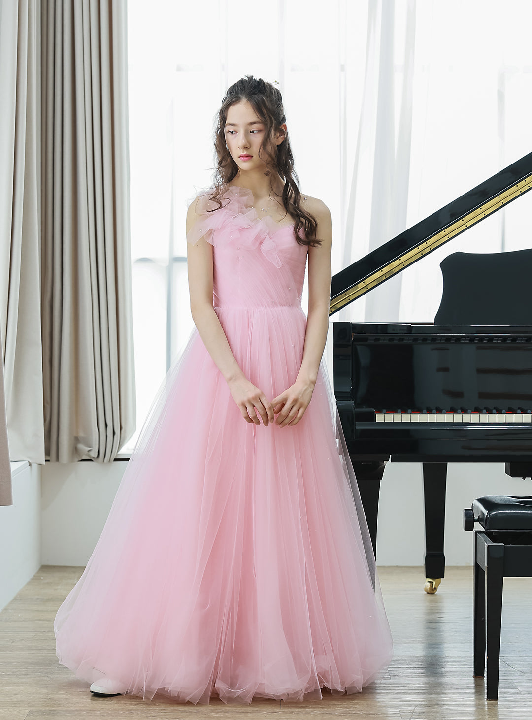 Rose Pale Motif Tulle Dress