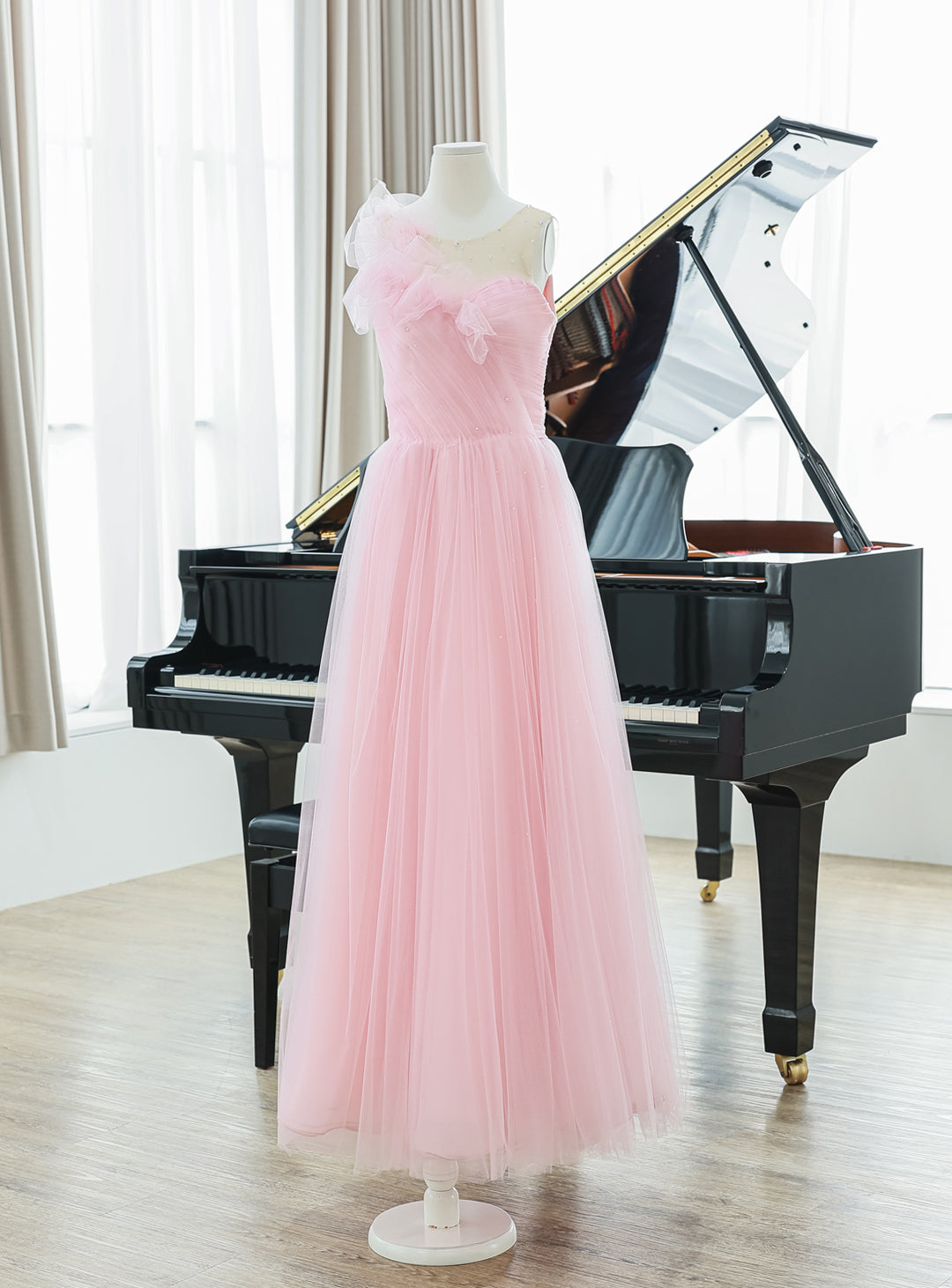 Rose Pale Motif Tulle Dress