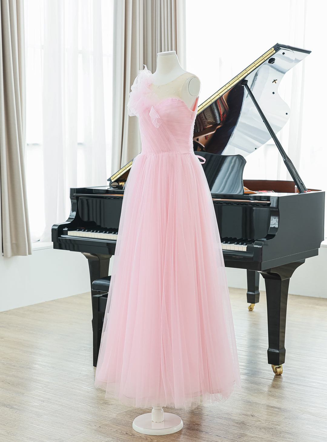 Rose Pale Motif Tulle Dress