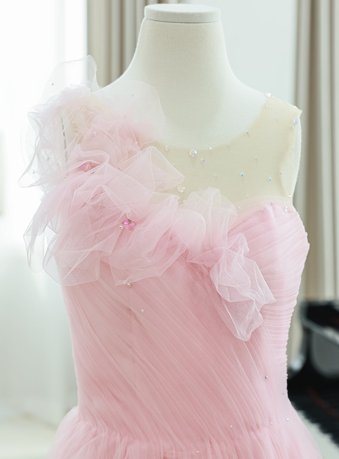 Rose Pale Motif Tulle Dress