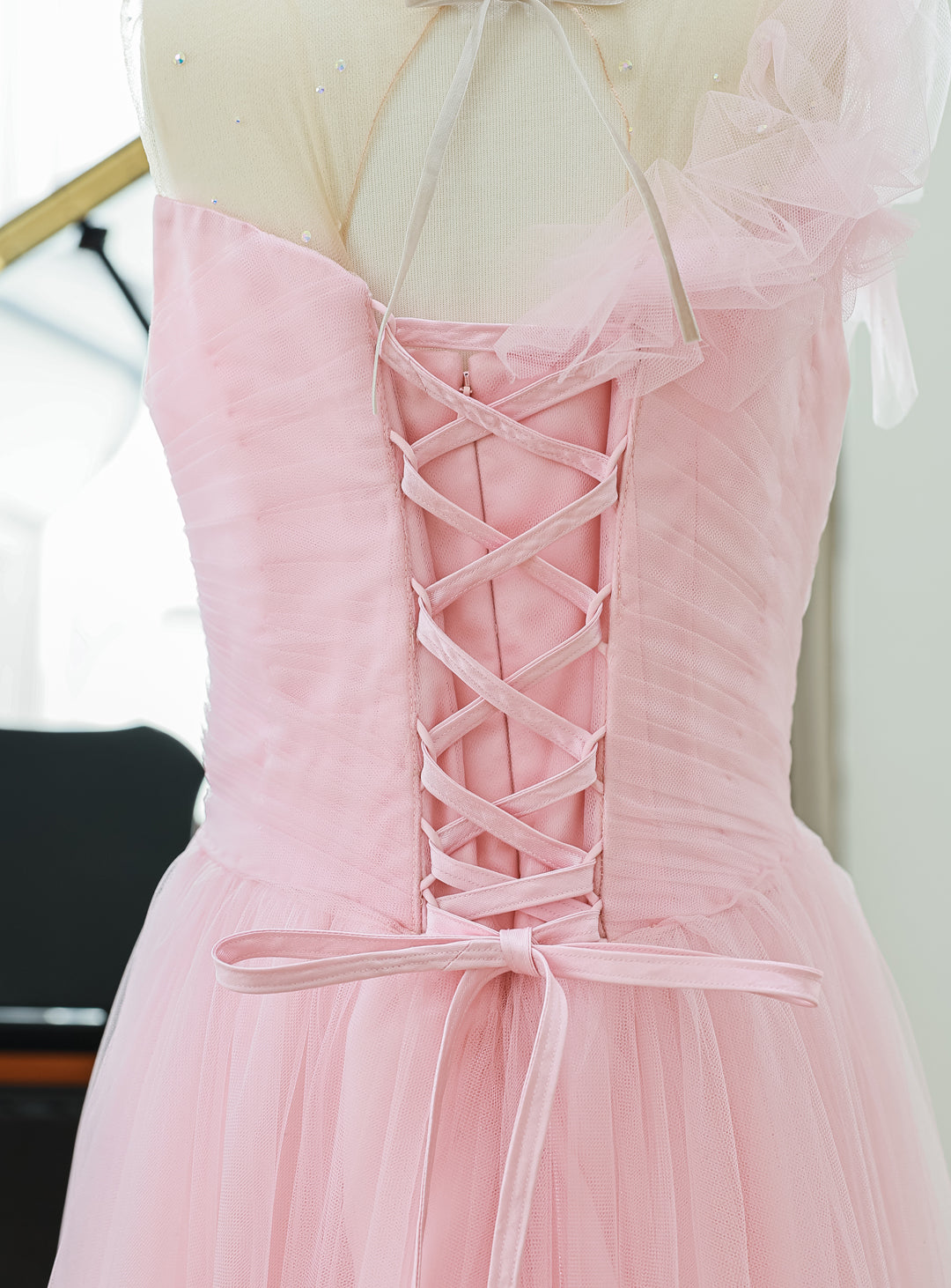 Rose Pale Motif Tulle Dress