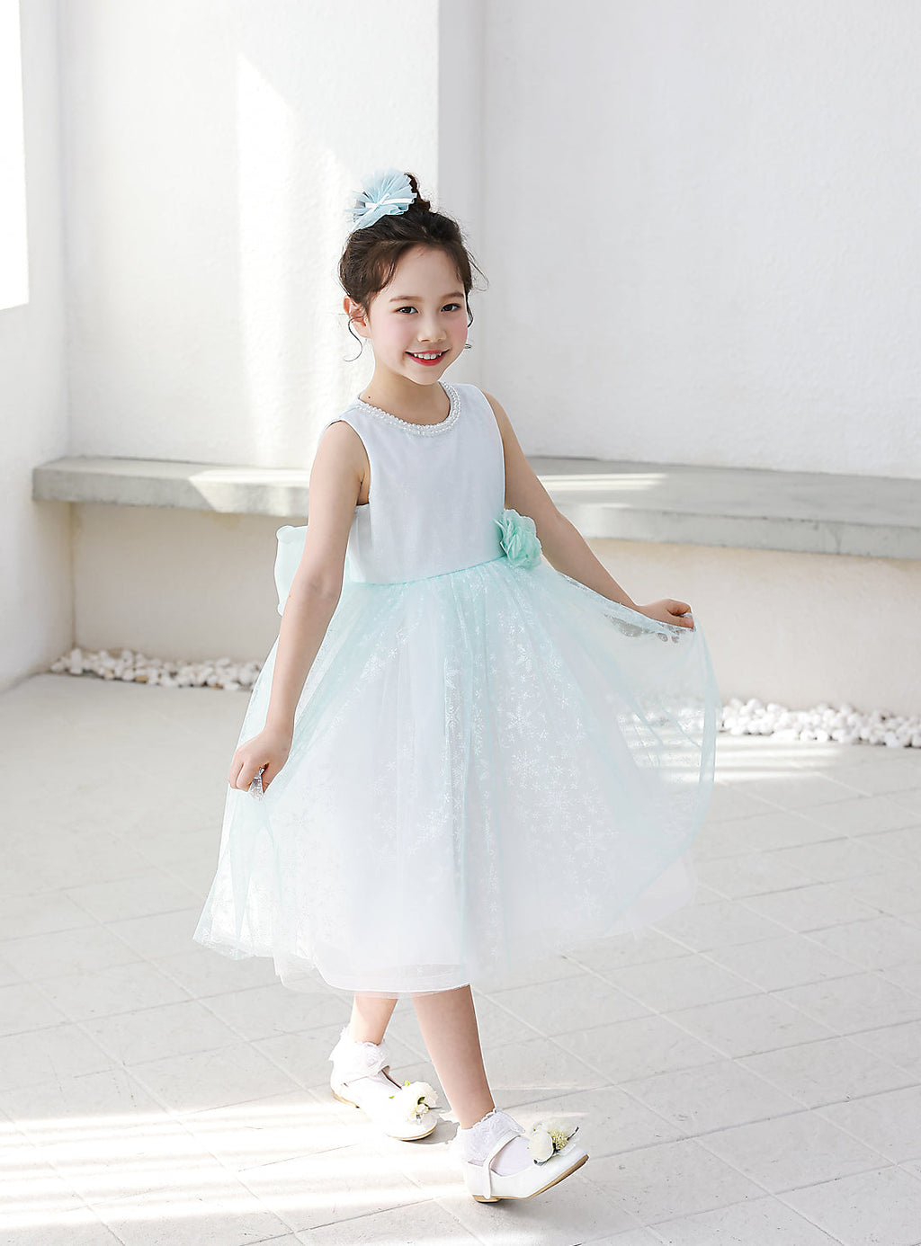 スノークリスタルミントブルーチュールドレス | DRESCCO 