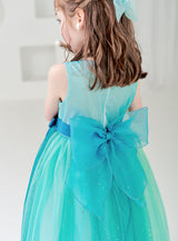 子供ドレス発表会・結婚式・おしゃれなDRESCCOのピーコックブルービジューストーンロングドレスの画像1の画像17