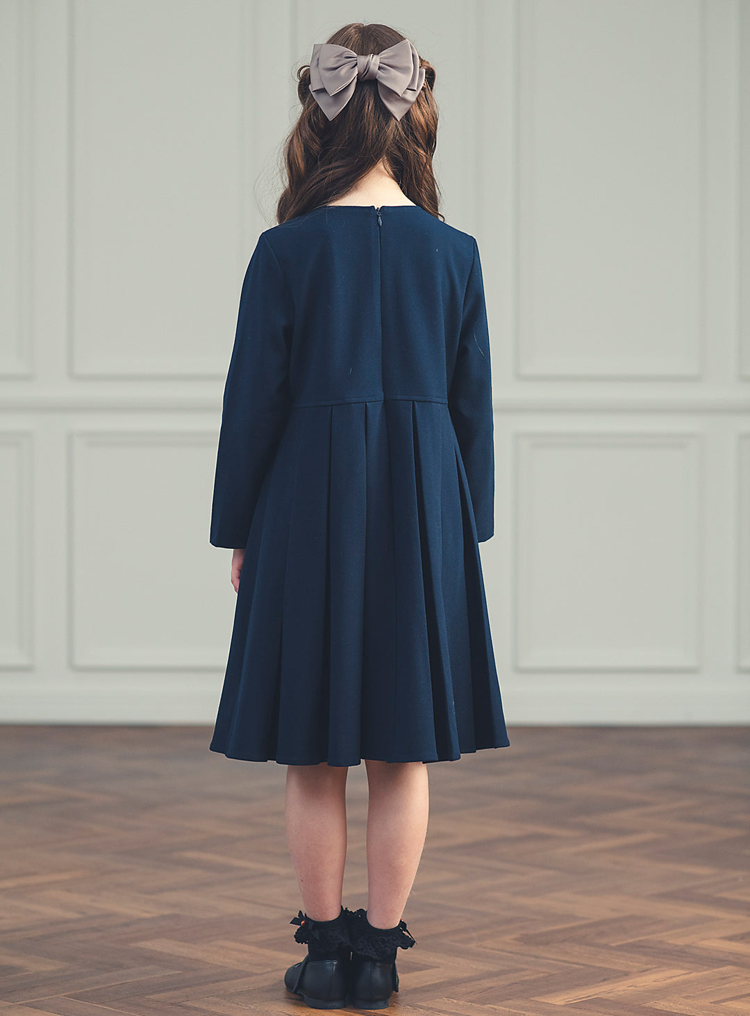 K11011 - Asymmetrical layered style navy dress