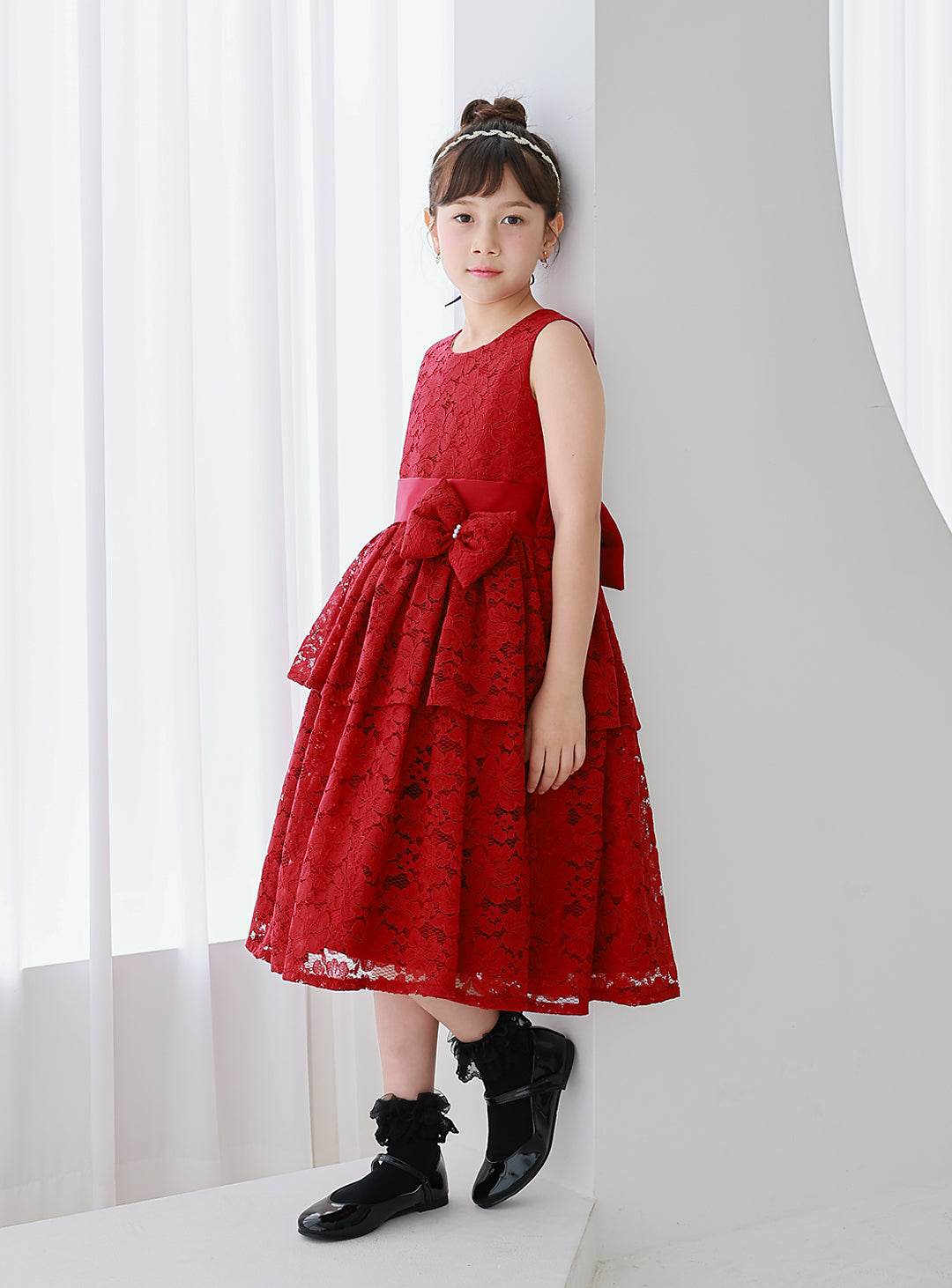 D-SU-142-Flower Chemical Lace Red Dress