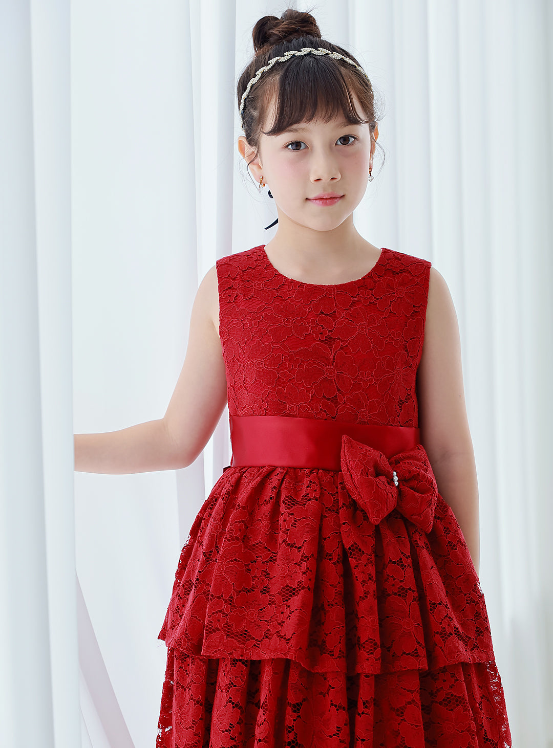 D-SU-142-Flower Chemical Lace Red Dress