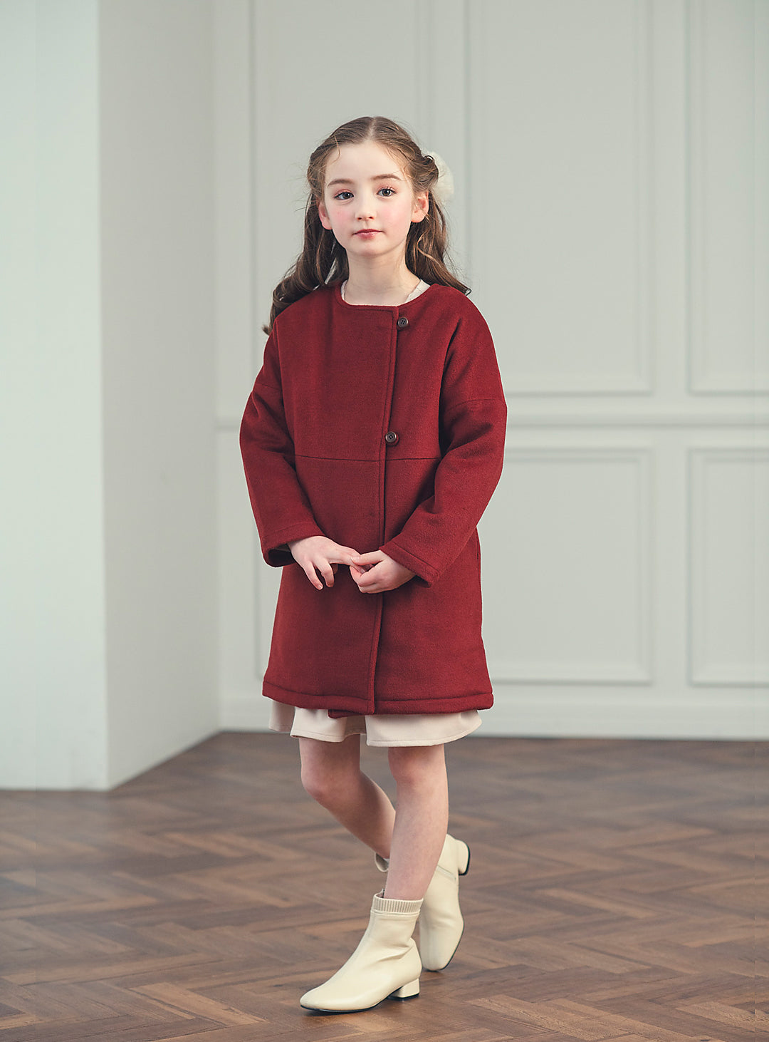 K10071 - Red wool blend asimentry - Box coat