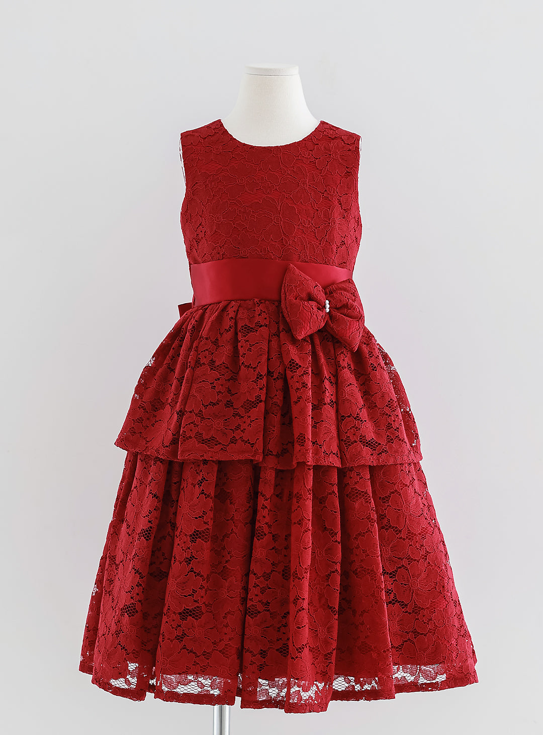 D-SU-142-Flower Chemical Lace Red Dress