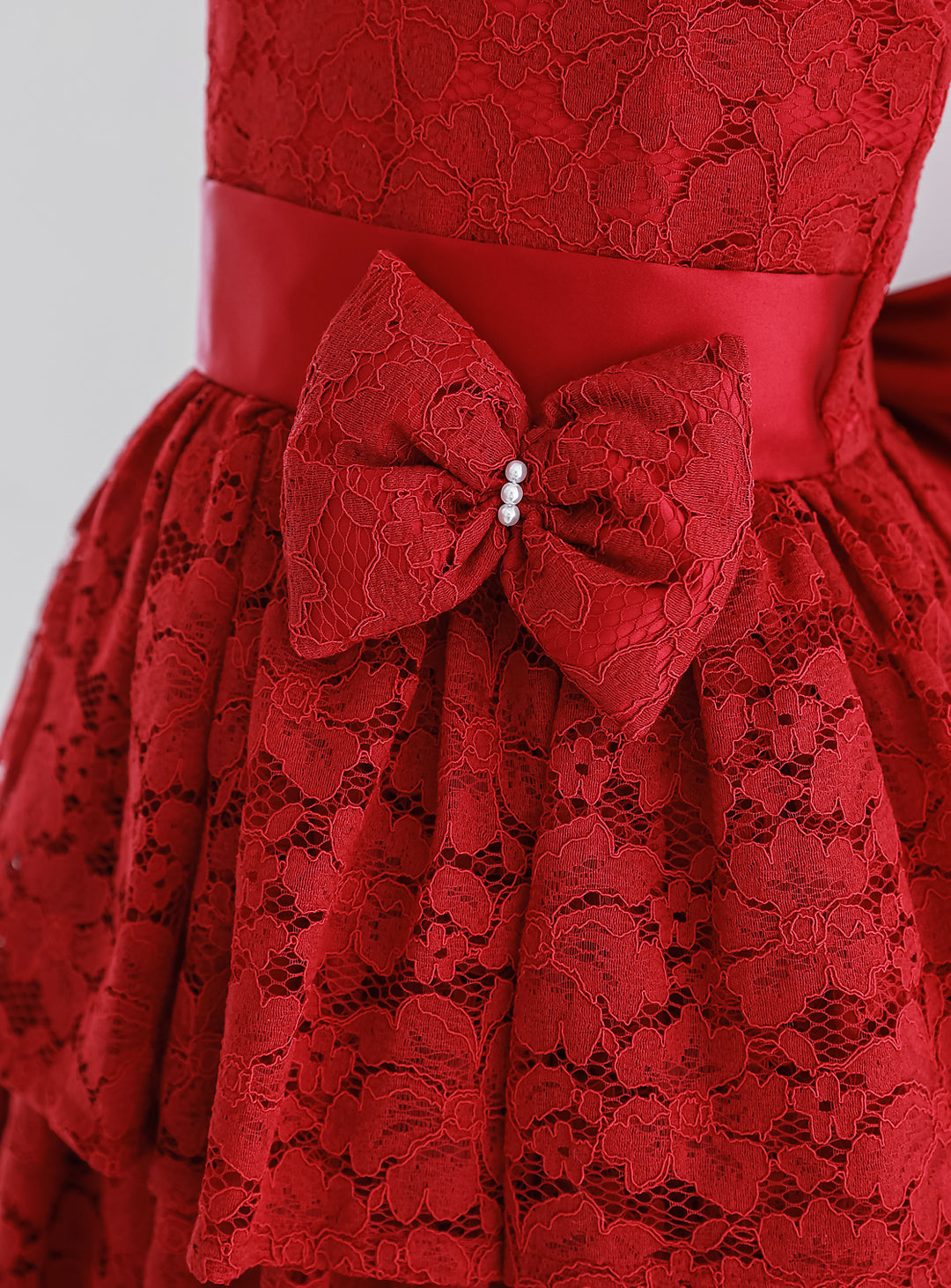 D-SU-142-Flower Chemical Lace Red Dress