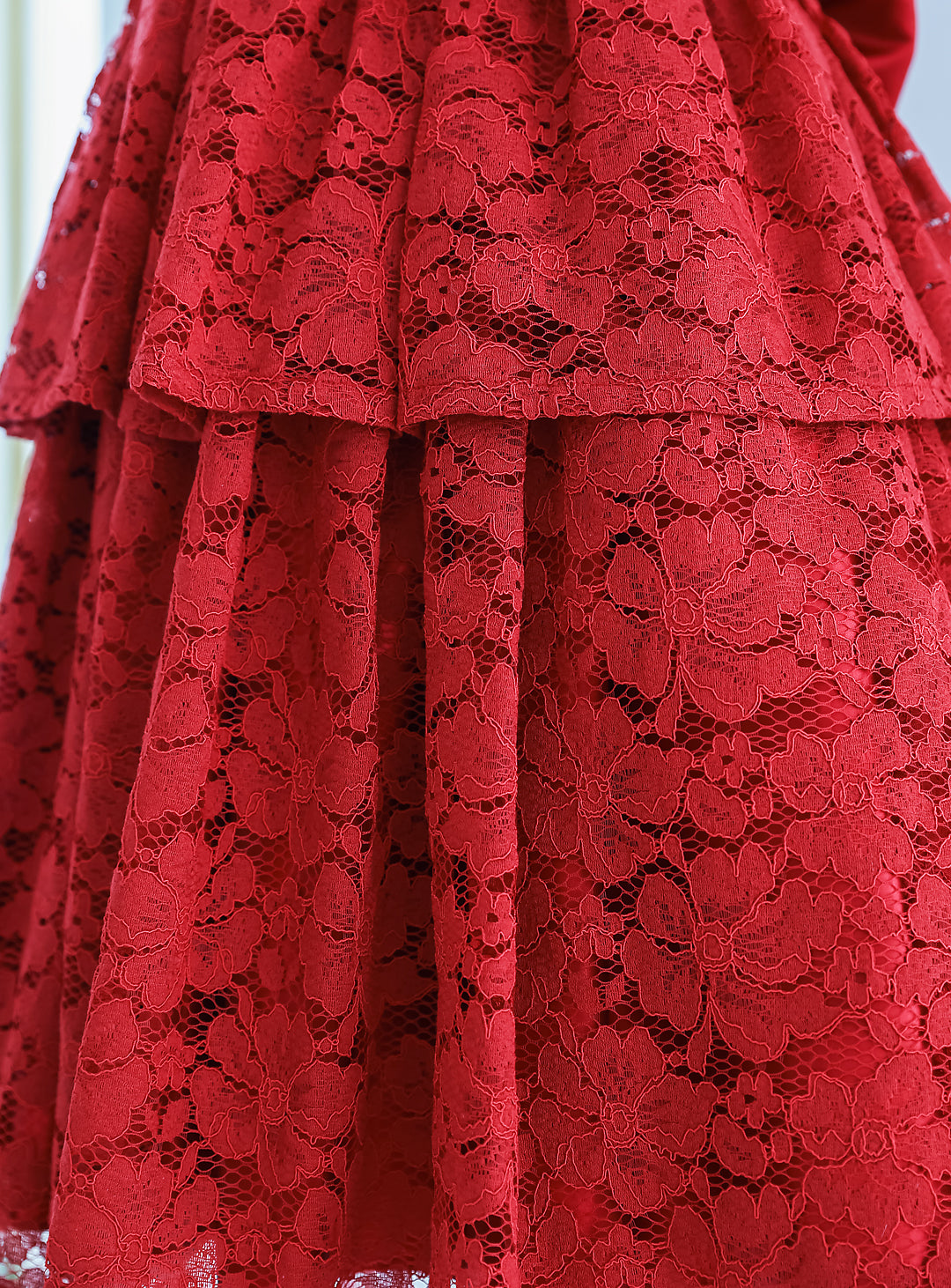 D-SU-142-Flower Chemical Lace Red Dress