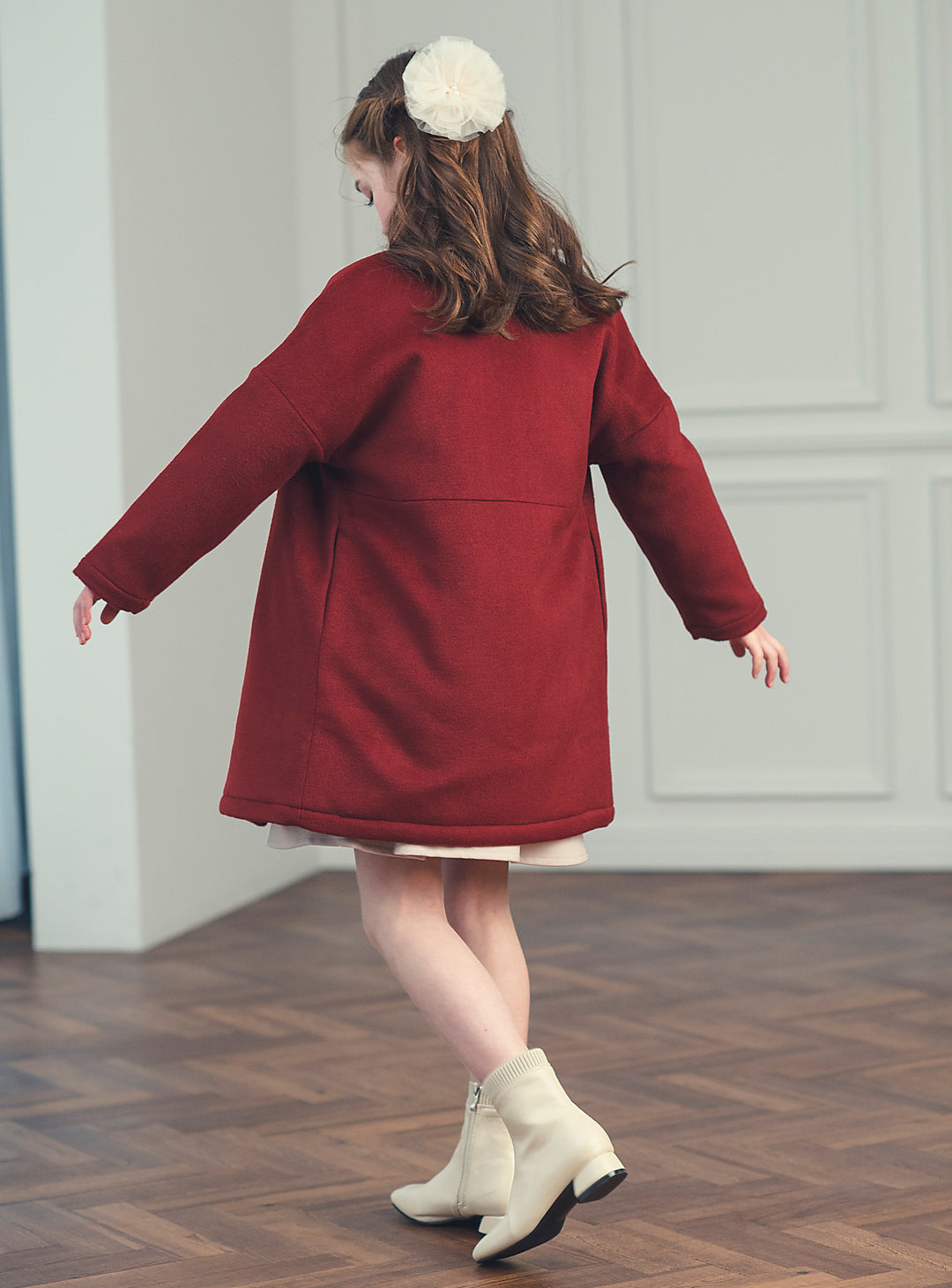 K10071 - Red wool blend asimentry - Box coat