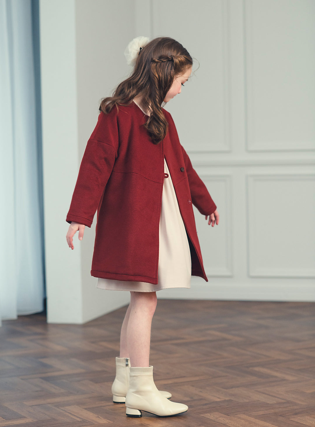 K10071 - Red wool blend asimentry - Box coat