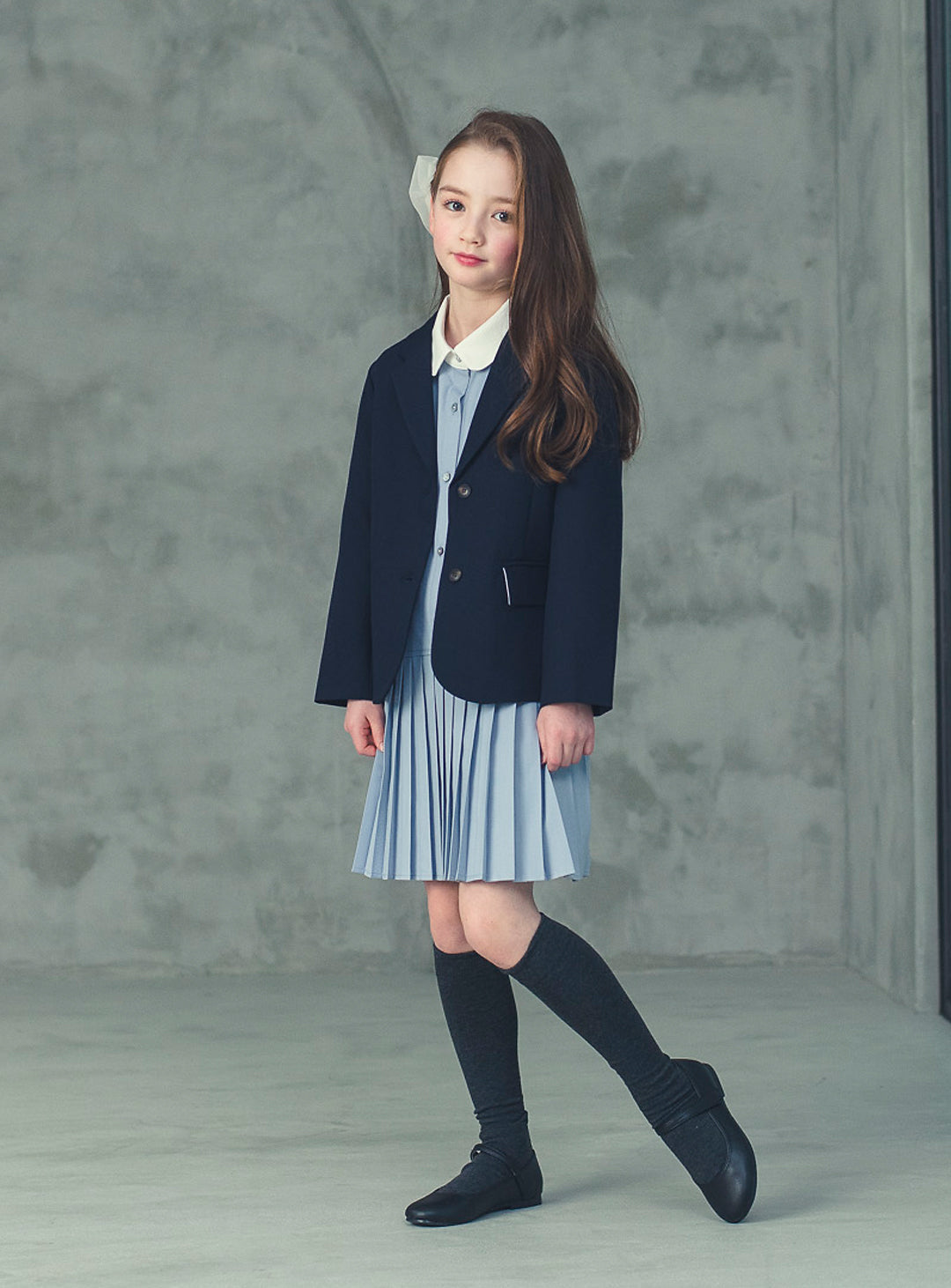 K6059 - Navy single button jacket for kids