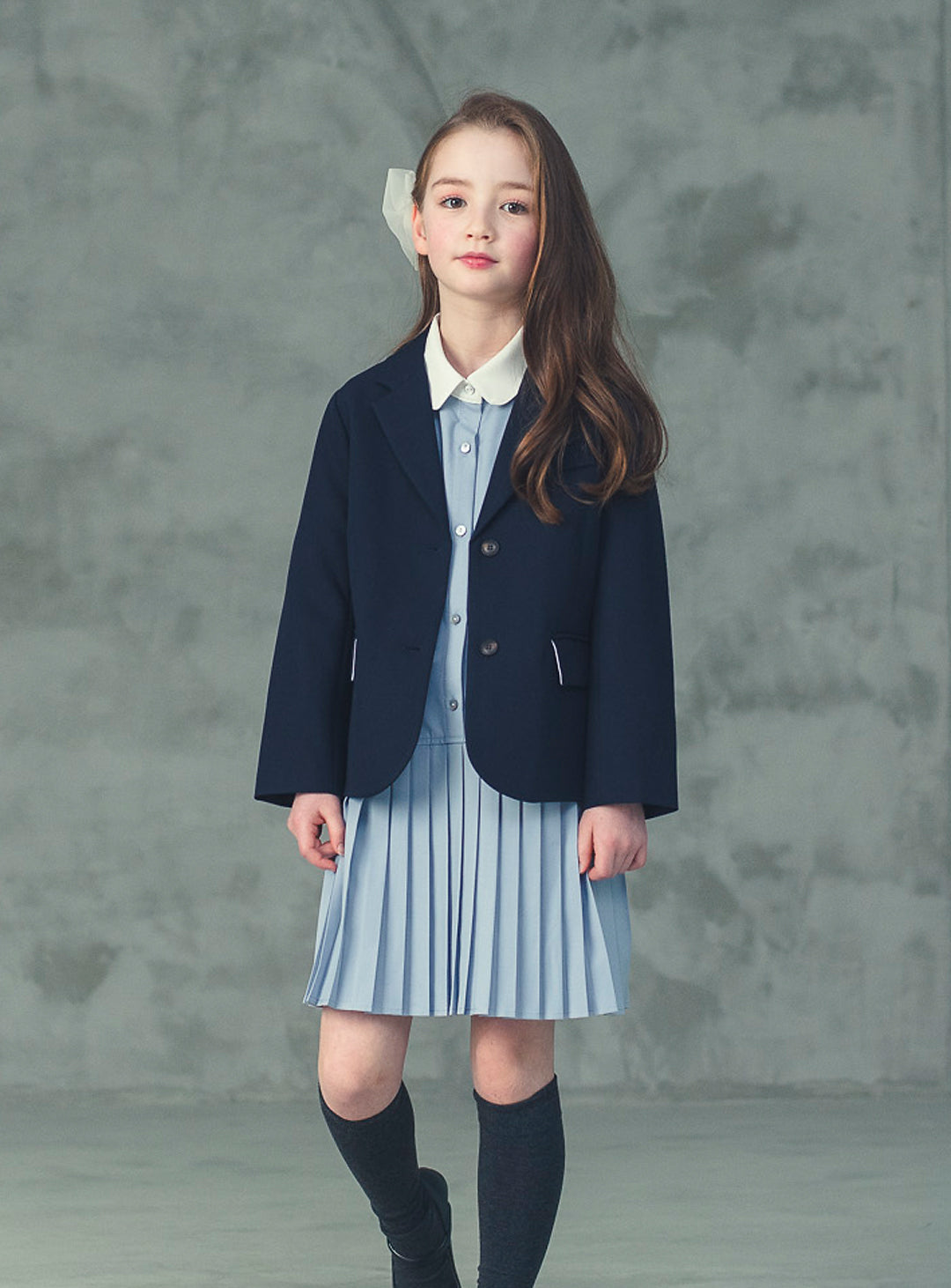 K6059 - Navy single button jacket for kids