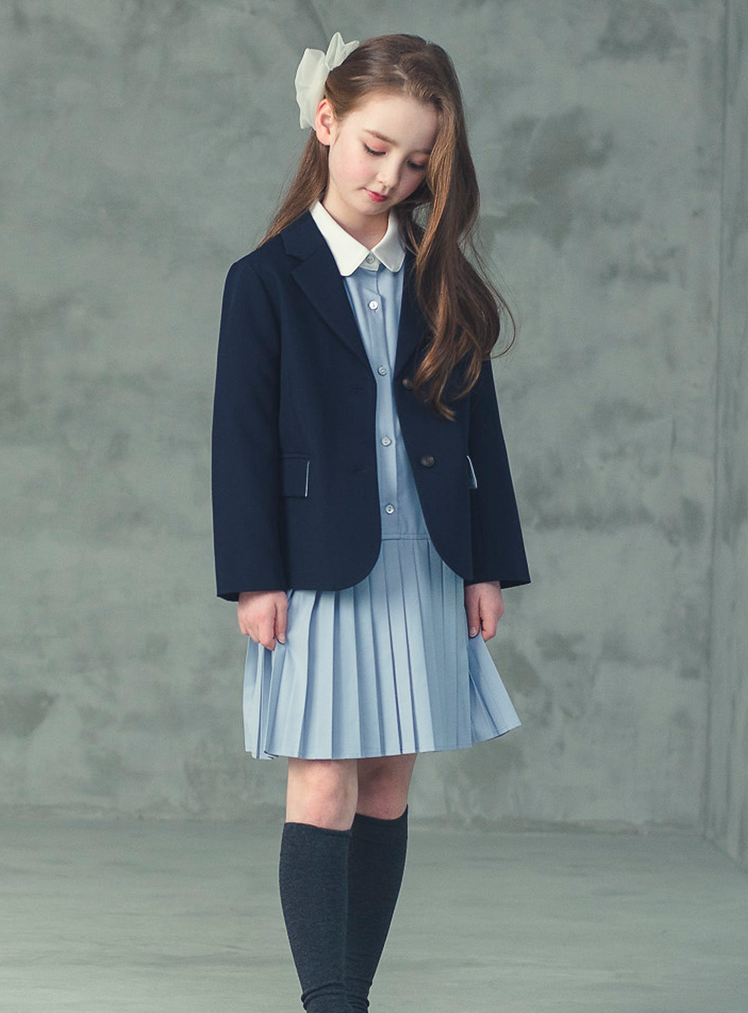 K6059 - Navy single button jacket for kids