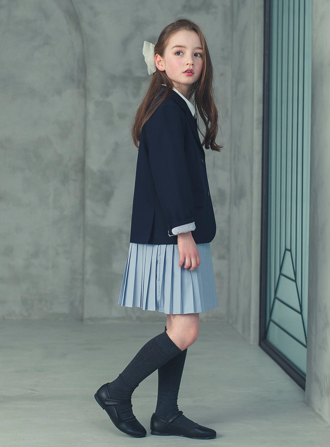 K6059 - Navy single button jacket for kids