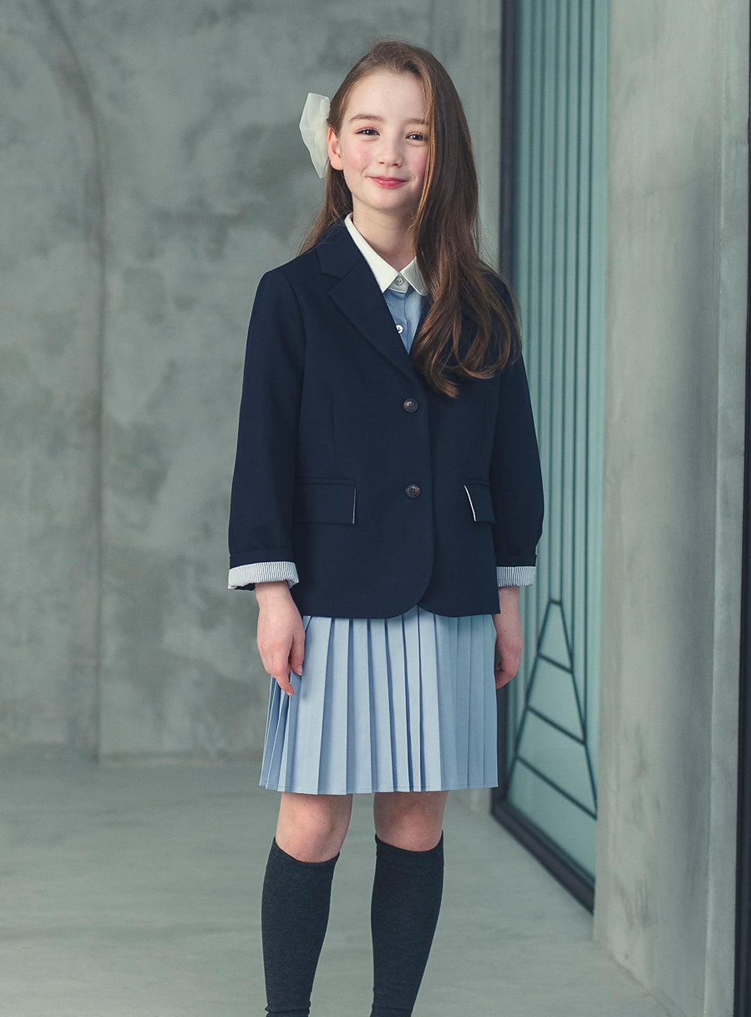 K6059 - Navy single button jacket for kids