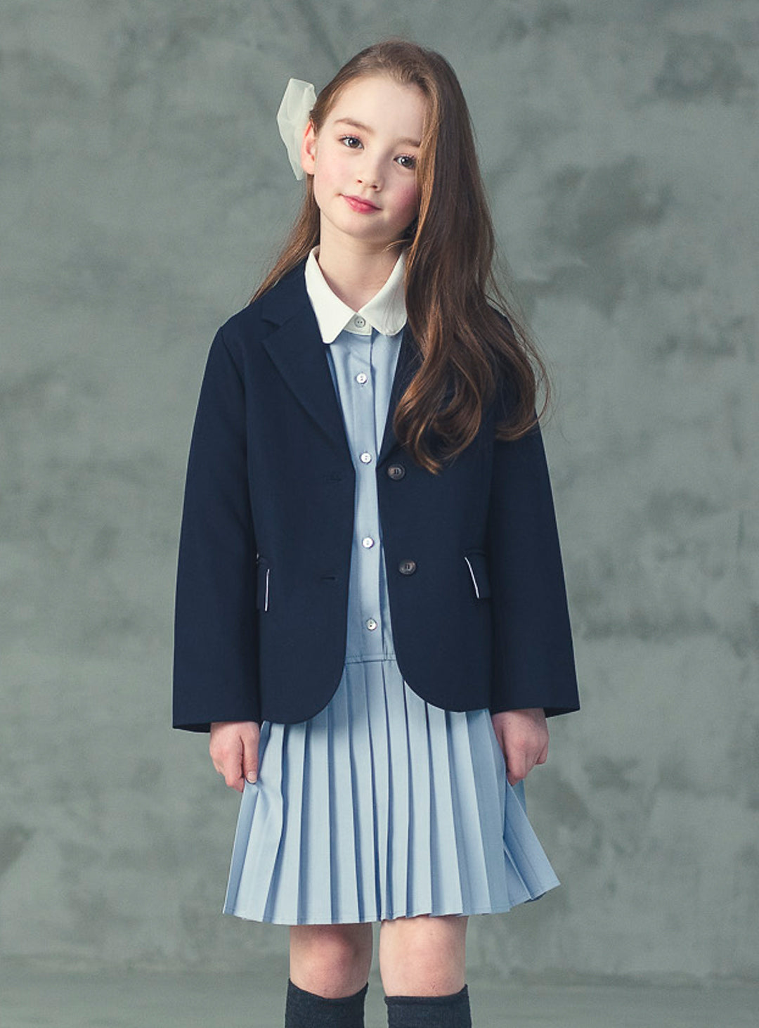 K6059 - Navy single button jacket for kids