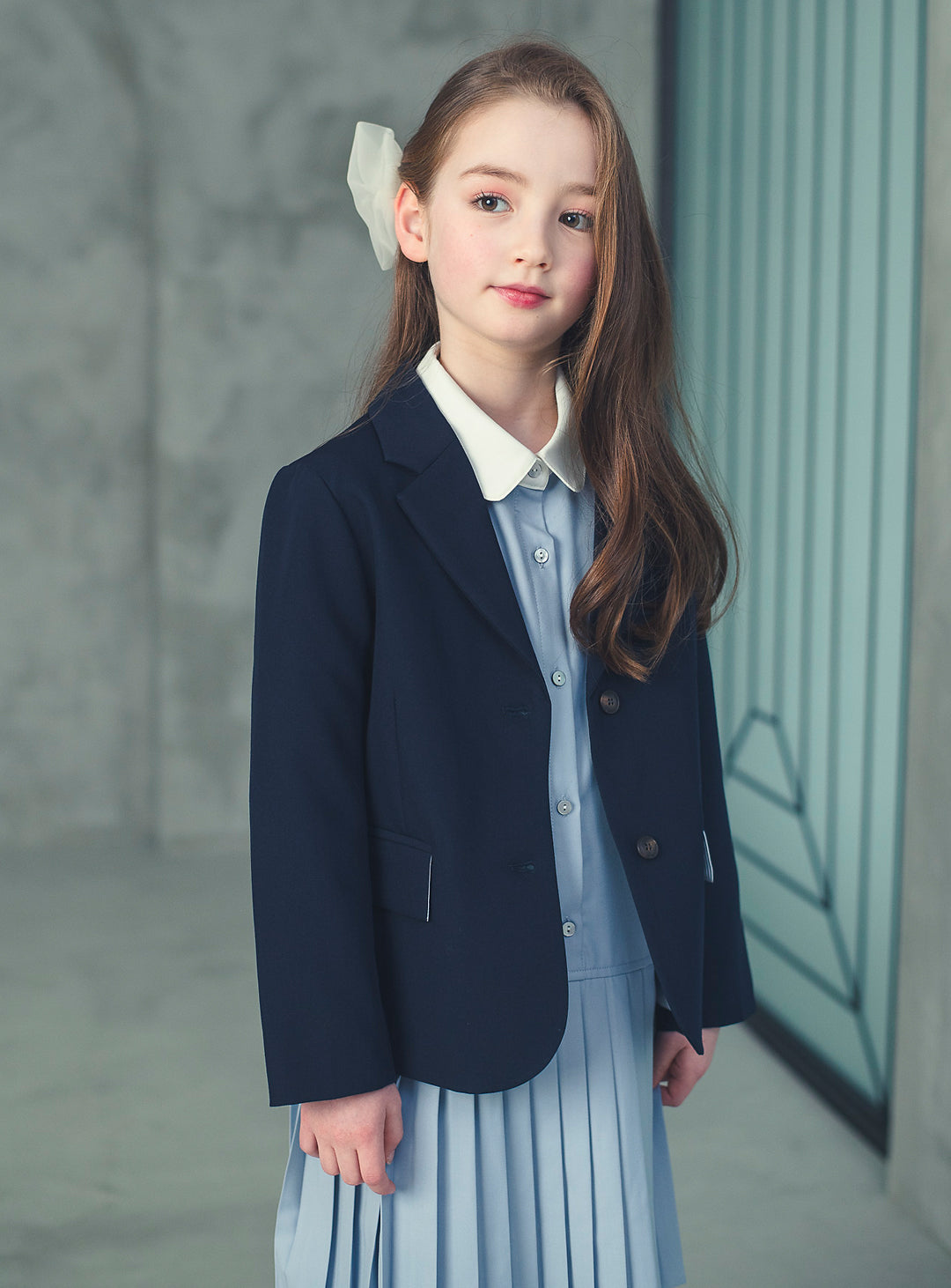 K6059 - Navy single button jacket for kids