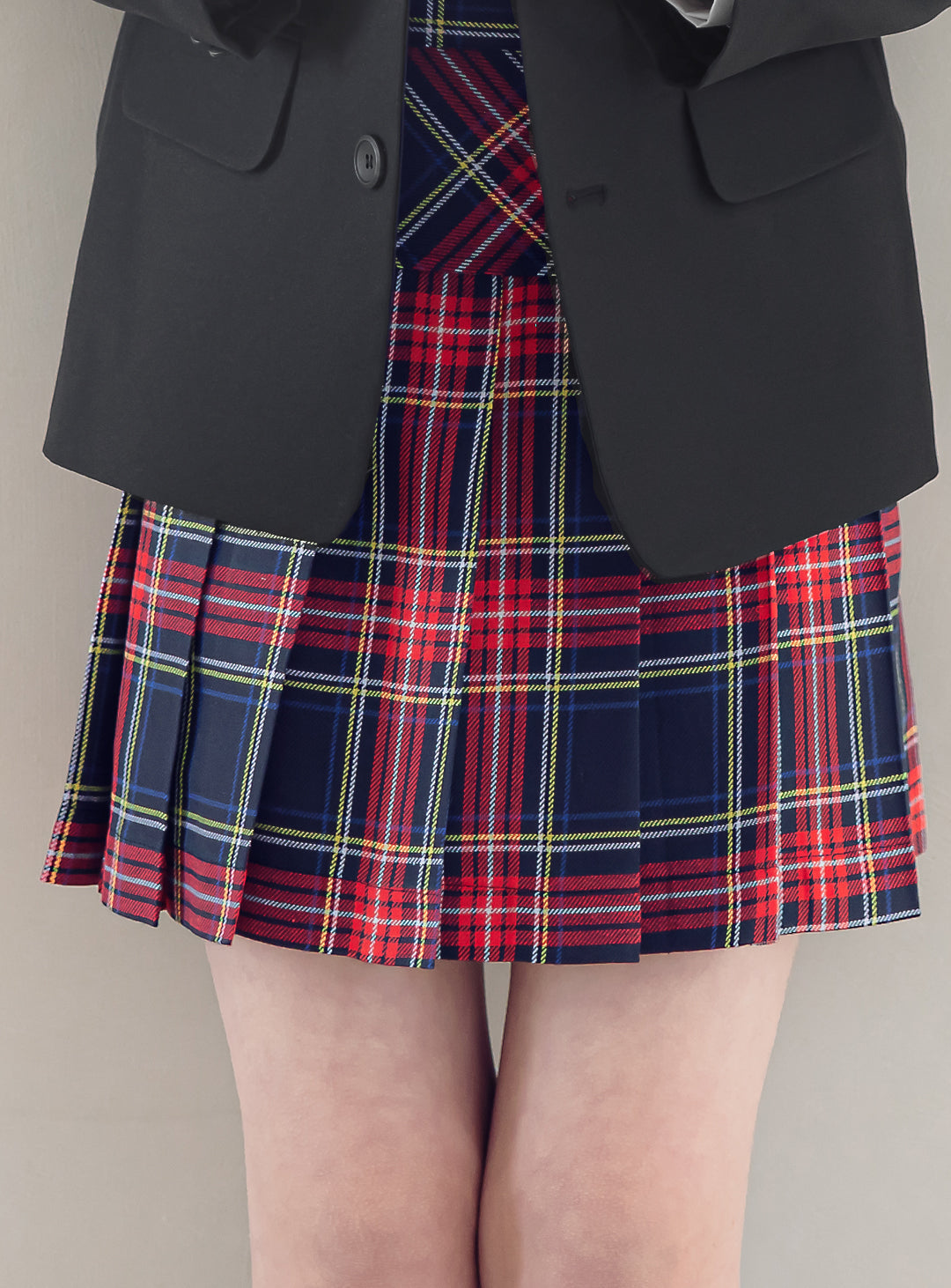 Olivia Brack Single Jacket Tartan Check Skirt 3 Piece Set (Jacket, Skirt, Ribbon Tie)