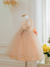 子供ドレス発表会・結婚式・おしゃれなDRESCCOのD-SU-175-ツーラインパールピンクベージュドレスの画像14