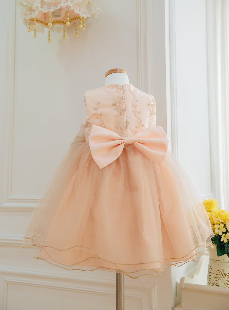 子供ドレス発表会・結婚式・おしゃれなDRESCCOのD-SU-175-ツーラインパールピンクベージュドレスの画像15