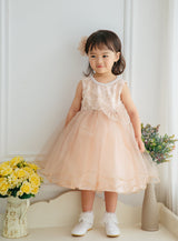 子供ドレス発表会・結婚式・おしゃれなDRESCCOのD-SU-175-ツーラインパールピンクベージュドレスの画像4