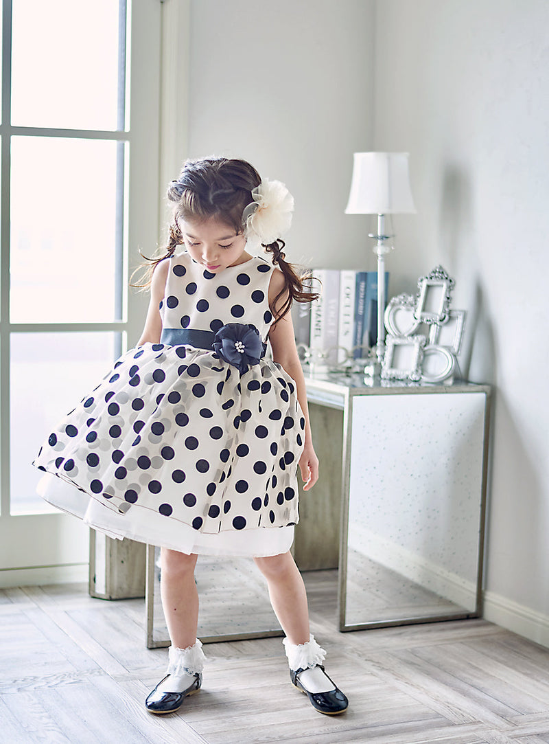 ゴールドブラックフロッキードットドレス | DRESCCO 