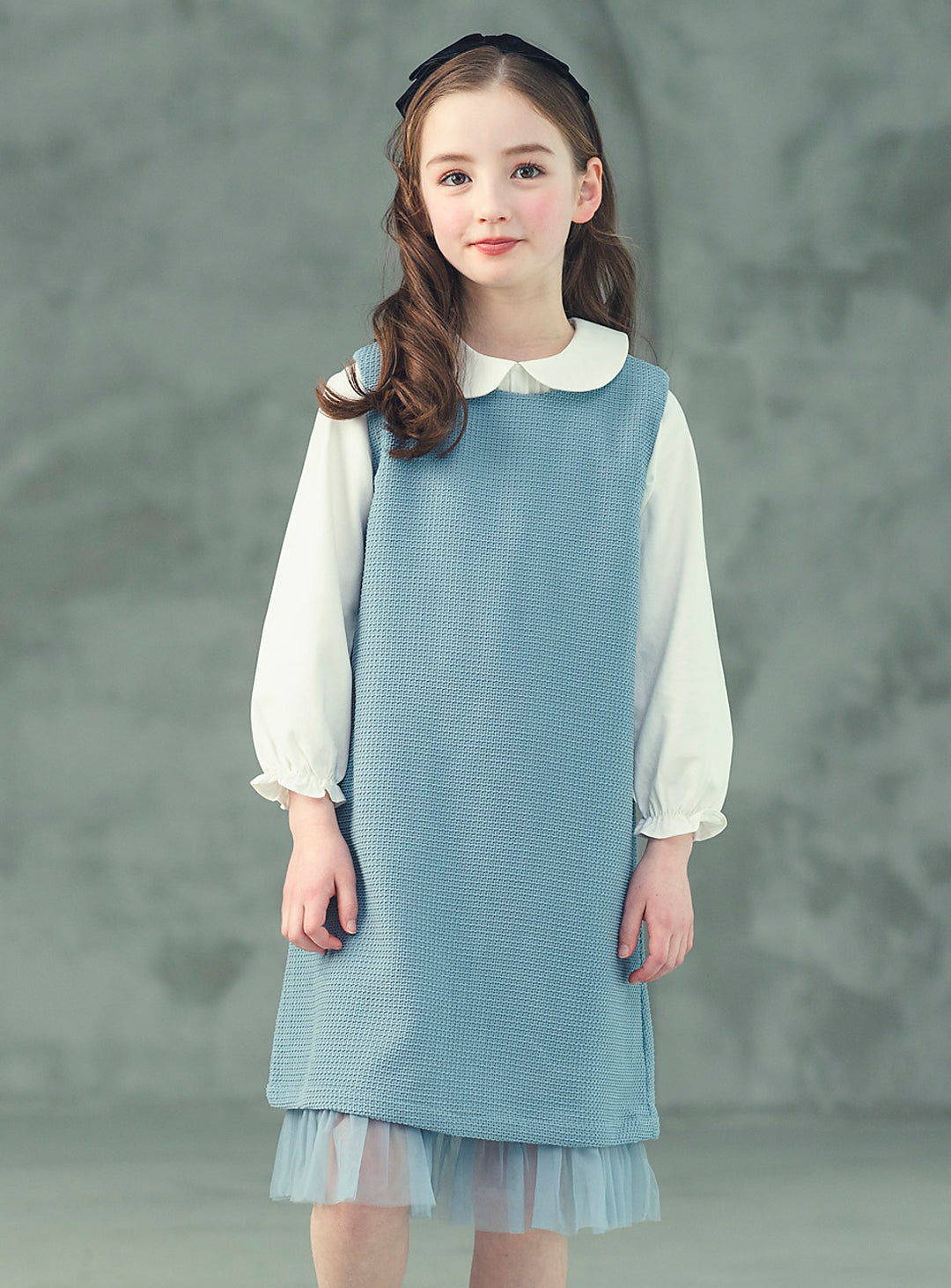 K8076 - Blue-gray waffle sleeveless dress