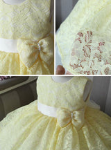 子供ドレス発表会・結婚式・おしゃれなDRESCCOのD-SU-141-エンブロイダリーフラワーイエロードレスの画像15