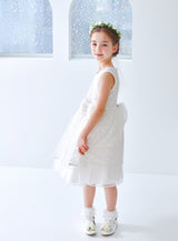 子供ドレス発表会・結婚式・おしゃれなDRESCCOのD-SU-140-フラワーケミカルレースアイボリードレスの画像4
