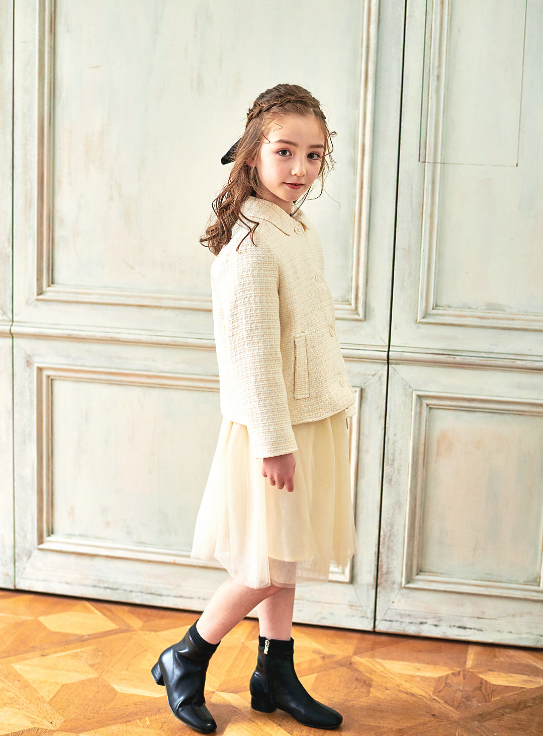 K8106 - Round tweed jacket for kids