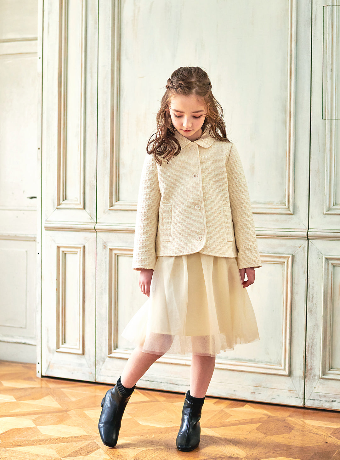 K8106 - Round tweed jacket for kids