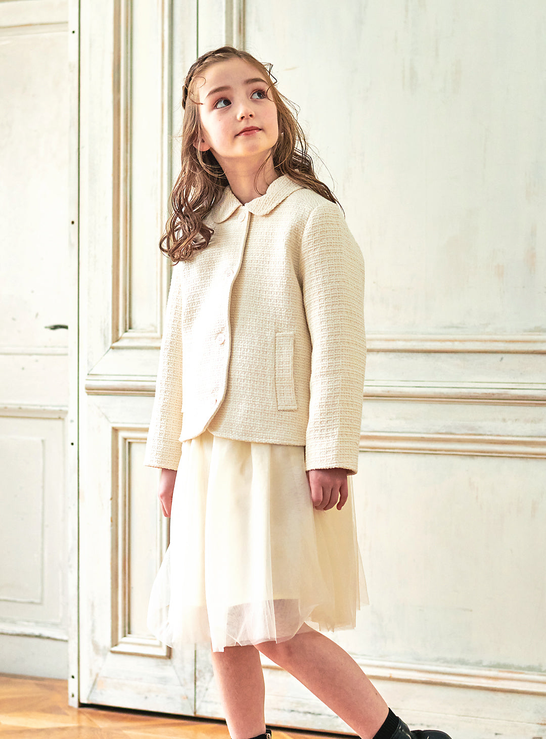 K8106 - Round tweed jacket for kids