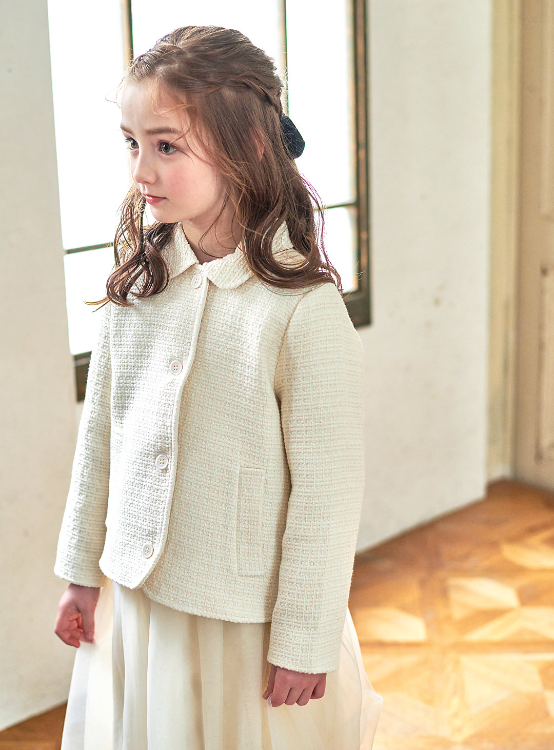 K8106 - Round tweed jacket for kids